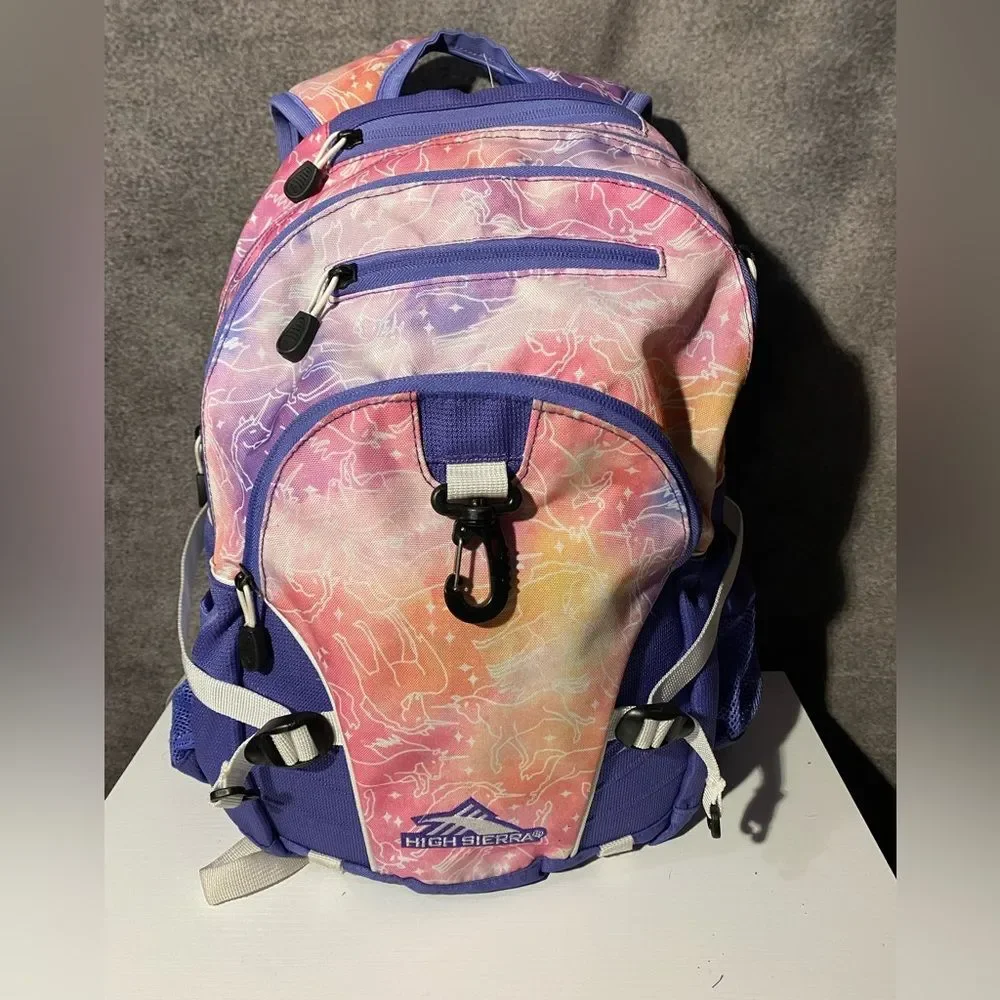 High Sierra Loop Backpack Unicorn Clouds Pink Purple Girls School Travel